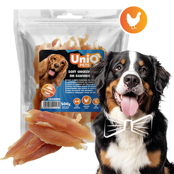 PRZYSMAKI DLA PSA MEATY 500g Filet z piersi kurczaka na patyku