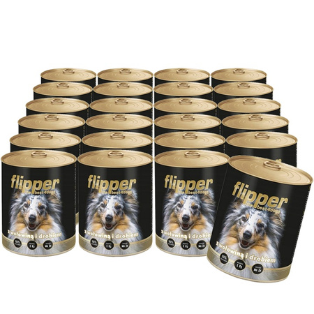 Flipper Drób Wołowina 24x800g mokra karma dla psa