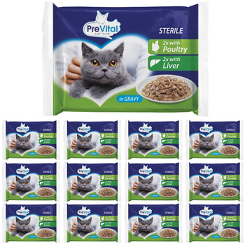 PreVital Sterile Drób i Wątróbka w sosie Mokra karma dla kota 52x100g