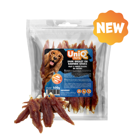 UNIQ PETS PRZYSMAKI DLA PSA RAWHIDE 500g filet z piersi kaczki na patyku