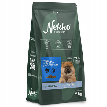 Nekko PUPPY Sucha karma dla psa Indyk Łosoś ŚREDNIE I DUŻE RASY 9 kg