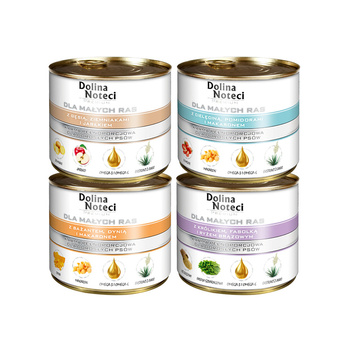 Dolina Noteci Małe Rasy Mix smaków  mokra karma dla psa 24x185g