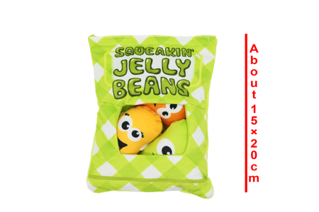 UNIQ PETS PLUSZOWA ZABAWKA WĘCHOWA DLA PSA paczka żelek z fasolkami z piszczałką15x20cm