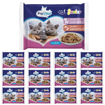 PreVital Junior jagnięcina tuńczyk w sosie Mokra karma dla kociąt 52x100g