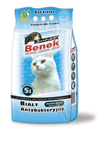 Super Benek 5l Biały Antybakteryjny żwirek (niebieski)