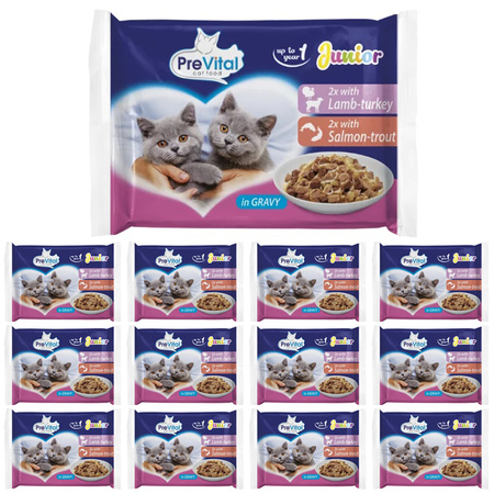 PreVital Junior jagnięcina tuńczyk w sosie Mokra karma dla kociąt 52x100g