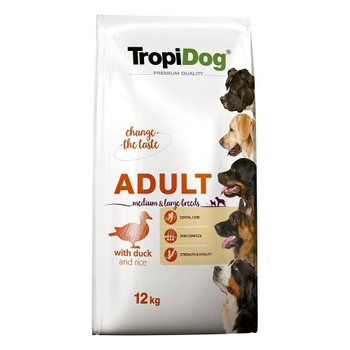TropiDog Premium Adult ML Duck Rice sucha karma dla psa  12kg