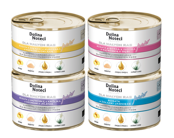 Dolina Noteci Małe Rasy Junior MIX SMAKÓW mokra karma dla psa 24x185g