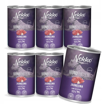 NEKKO MONO Junior Mokra karma dla psa MONOBIAŁKO Jagnięcina 6x400g