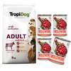 TropiDog Premium Adult S Beef Rice sucha karma dla psa 8 kg + tuf tuf