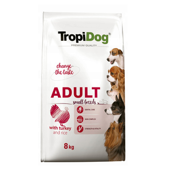 TropiDog Premium Adult S Turkey Rice sucha karma dla psa  8 kg