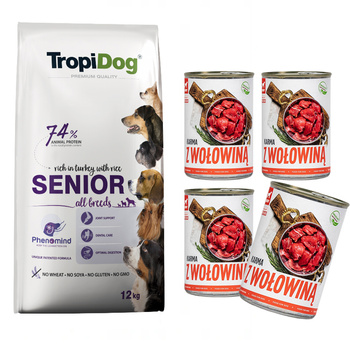 TropiDog Premium Senior sucha karma dla psa 12kg