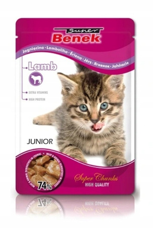 Super Benek Saszetka 100g mokra karma dla kota Jagnięcina JUNIOR