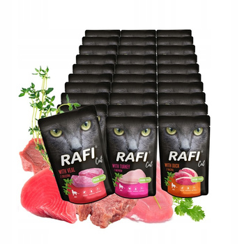 RAFI CAT pasztet Mix mokra karma dla kota 30x100g BEZ RYB