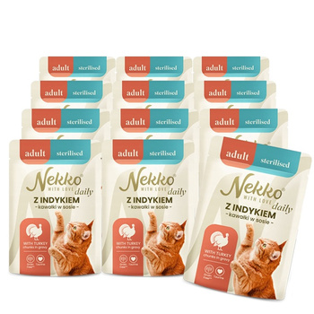 NEKKO DAILY saszetka dla kota Adult Sterilised indyk kawałki w sosie 12x85g
