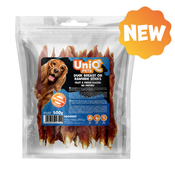 UNIQ PETS PRZYSMAKI DLA PSA RAWHIDE 500g filet z piersi kaczki na patyku