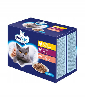 PreVital Mokra karma dla kota w sosie BOX 12x100 g