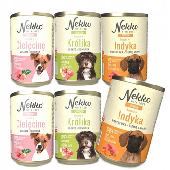 NEKKO Junior Mokra karma dla psa MIX SMAKÓW 6x400g