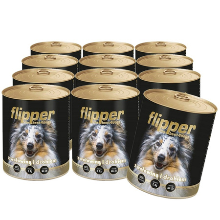 Flipper Drób Wołowina 12x800g mokra karma dla psa