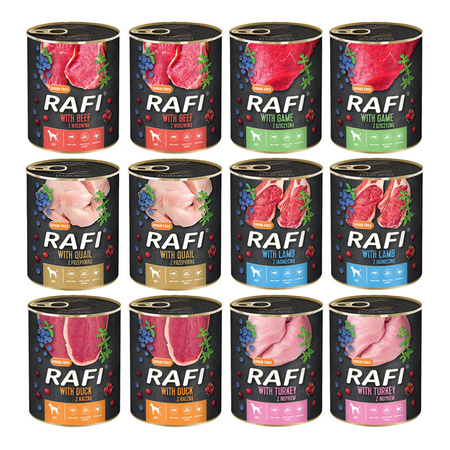 RAFI PREMIUM mix smaków mokra karma dla psa12x800g