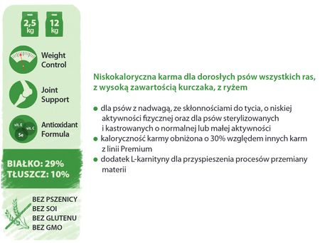 TropiDog Premium Adult Light Sterilised sucha karma dla psa 12kg + tuf tuf