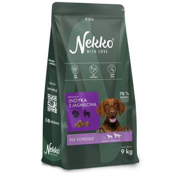 Nekko ADULT sucha karma dla psa INDYK JAGNIĘCINA Średnie i duże rasy 9 kg