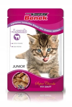 Super Benek Saszetka 100g mokra karma dla kota Jagnięcina JUNIOR
