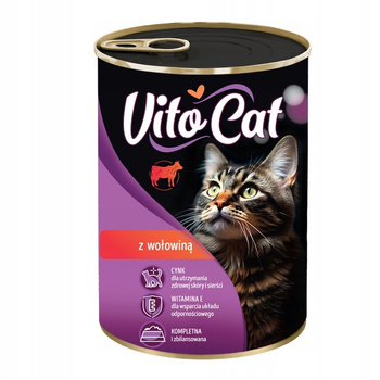 VITOCAT Mokra karma dla kota  Kawałki w sosie WOŁOWINA 415g