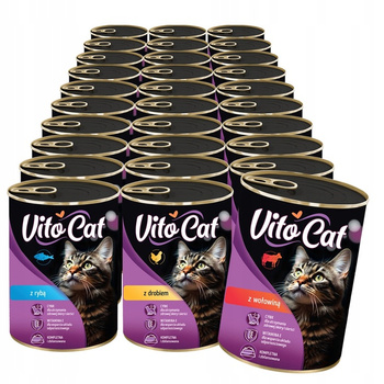 VITOCAT Mokra karma dla kota Kawałki w sosie MIX SMAKÓW 30x415g