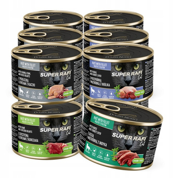 Super Rafi Cat PATE FILET Mix smaków 12x185g