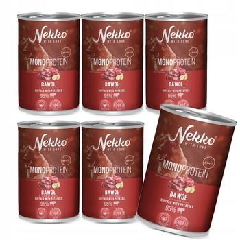 NEKKO MONO Adult Mokra karma dla psa MONOBIAŁKO Bawół ziemniaki 6x400g