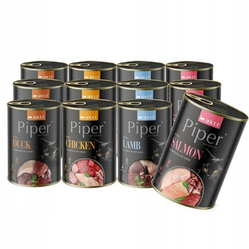 Karma dla kota PIPER Animals ADULT Mix smaków 12x400g