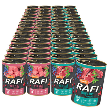 RAFI JUNIOR Mix smaków - Zestaw  mokra karma dla psa 60x400g