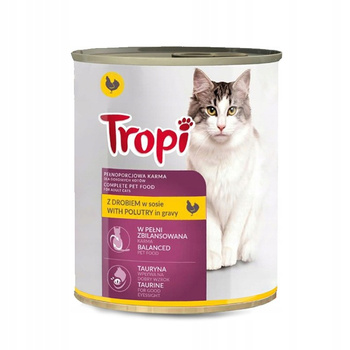 Tropi kawałki dla kota 830 g z Drobiem