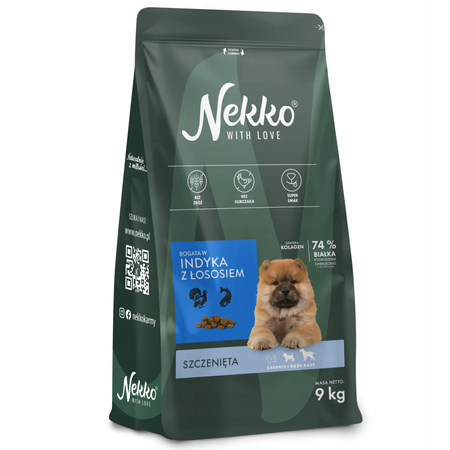 Nekko PUPPY Sucha karma dla psa Indyk Łosoś ŚREDNIE I DUŻE RASY 9 kg