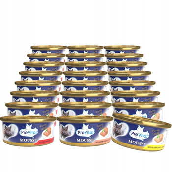 PreVital Adult MUS dla dorosłych kotów MIX SMAKÓW 24x85g