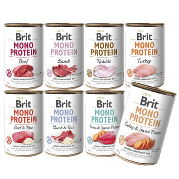 Brit  MONO PROTEIN Mix smaków 8x400g