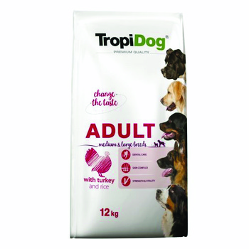TropiDog Premium  Adult ML Turkey Rice sucha karma dla psa  12kg