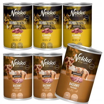 NEKKO MONO Specjal Adult Mokra karma dla psa MONOBIAŁKO Mix smaków 6x400g