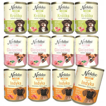 NEKKO Junior Mokra karma dla psa MIX SMAKÓW 12x800g