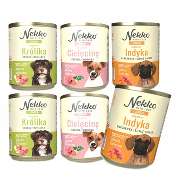 NEKKO Junior Mokra karma dla psa MIX SMAKÓW 6x800g