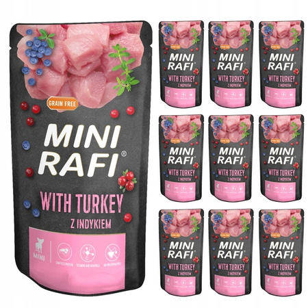 RAFI MINI z Indykiem MAŁE RASY  mokra karma dla psa10x150g