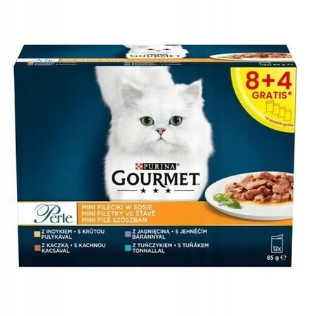 Gourmet Perle MINI FILECIKI w sosie 24x85g mokra karma dla kota